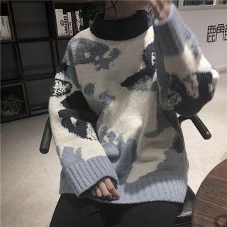 Patterned Sweater Blue Sky & White Cloud - One Size