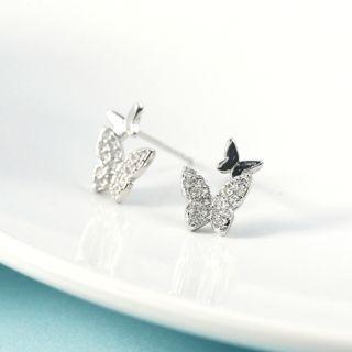 Rhinestone Butterfly Earring 1 Pair - Butterfly - One Size