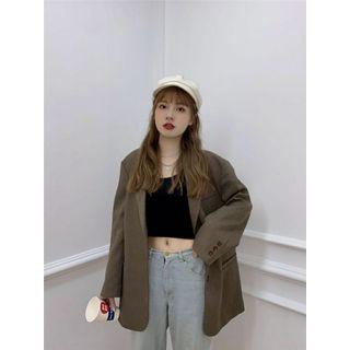 Plain Single-breasted Blazer Brown - One Size