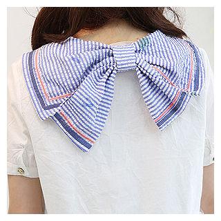 Ribbon-back Mesh-overlay Empire Dress