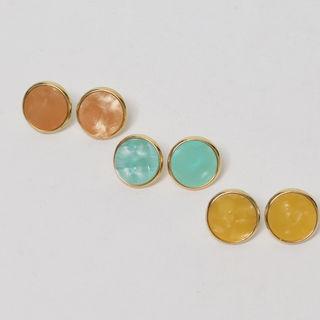 Faux-gem Round Ear Studs