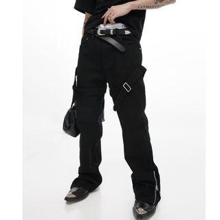 Zip Accent Loose Fit Jeans