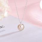 925 Sterling Silver Faux Pearl Shell Pendant Necklace