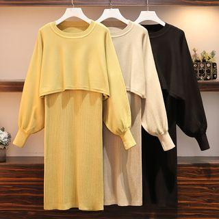 Set: Crop Sweater + Midi Knit Tank Dress