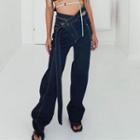 Asymmetric Waistband High-waist Wide Leg Jeans