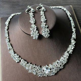 Set: Rhinestone Necklace + Drop Earring