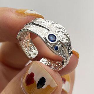 Rhinestone Textured Open Ring K800 - Ring - Silver - One Size