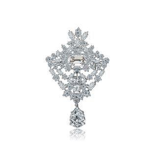 Fashion And Luxurious Geometric Brooch With Cubic Zirconia Silver - One Size