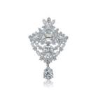 Fashion And Luxurious Geometric Brooch With Cubic Zirconia Silver - One Size