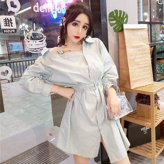 Cold-shoulder Long-sleeve Shirtdress