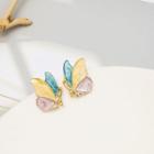 Butterfly Glaze Earring 1 Pair - E1671 - 1 - Blue & Yellow & Pink - One Size