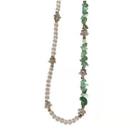 Irregular Beaded Necklace Green & Silver - One Size