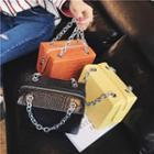 Embossed Faux Leather Chain Strap Handbag