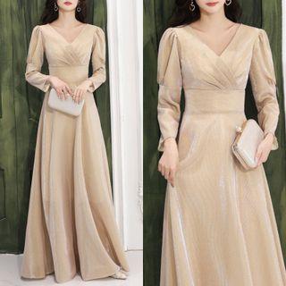 Long-sleeve A-line Evening Dress (various Designs)