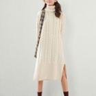 Long-sleeve Turtleneck Midi Cable-knit Dress