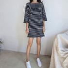 Square-neck Stripe T-shirt Dress
