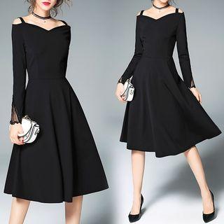Off-shoulder A-line Plain Sheath Dress