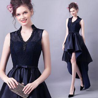 Embellished Sleeveless High-low Cocktail Dress
