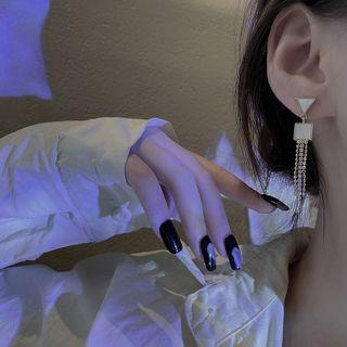 Geometric Rhinestone Acrylic Alloy Fringed Earring E4440 - Gold - One Size