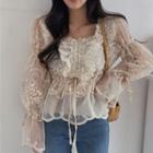 Drawstring Frilled Lace Blouse