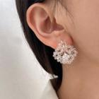 Rhinestone Stud Earring 1 Pair - 925 Silver - Gold - One Size