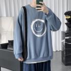 Long-sleeve Smiley Face Printed Sweatshirt