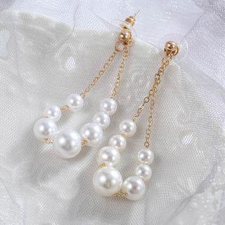 Faux Pearl Dangle Earring 1 Pair - White Faux Pearl - Gold - One Size