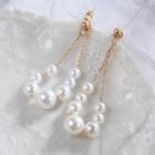 Faux Pearl Dangle Earring 1 Pair - White Faux Pearl - Gold - One Size