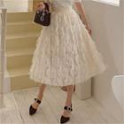Fringed Sheer A-line Midi Dress