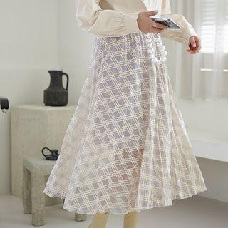 Checked Maxi Tulle Skirt