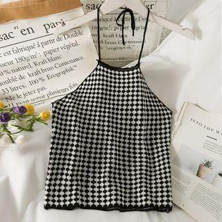 Checker Halter Top Black - One Size