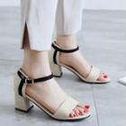 Chunky Heel Two Tone Ankle Strap Sandals