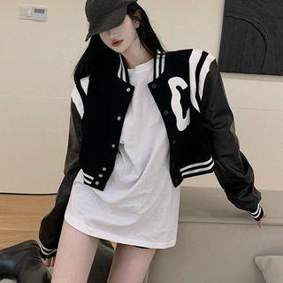 Lettering Oversize Cropped Jacket
