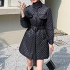 Stand Collar Quilted Coatdress