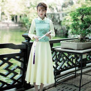 Traditional Chinese Vest / Long-sleeve Dress / Set