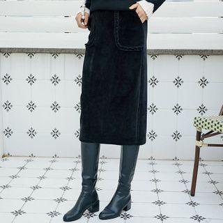 Frilled Corduroy H-line Skirt