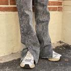 Python Print Slit Boot-cut Jeans