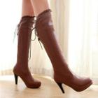 Lace Trim High Heel Over-the-knee Boots
