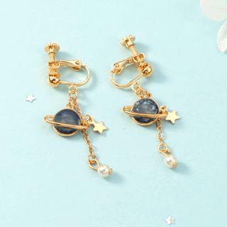 Faux Pearl Bead Planet Dangle Earring