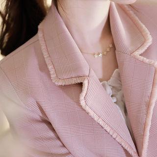 Fringed-edge One-button Blazer