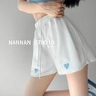 Heart-embroidered Wide-leg Sweatshorts In 7 Colors
