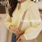 Wide-collar Ruffle-trim Blouse