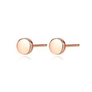 Sterling Silver Plated Rose Gold Simple Geometric Round Stud Earrings Rose Gold - One Size