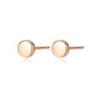 Sterling Silver Plated Rose Gold Simple Geometric Round Stud Earrings Rose Gold - One Size