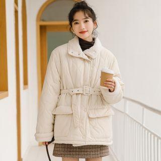 Belted Padded Button Jacket