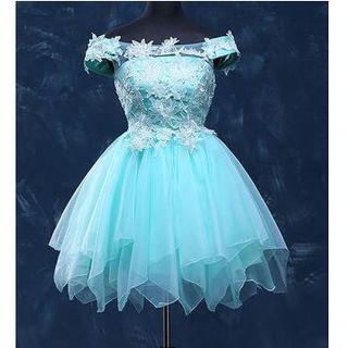 Off Shoulder Embroidered Cocktail Dress