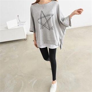 Batwing-sleeve Print Oversized T-shirt