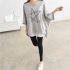 Batwing-sleeve Print Oversized T-shirt