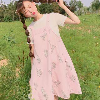 Rabbit Print Pinafore Dress