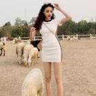 Short-sleeve Side Stripe Mini Bodycon Dress